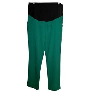 Jockey Maternity Medium Scrub Pants Green Black Elastic Waistband Uniform